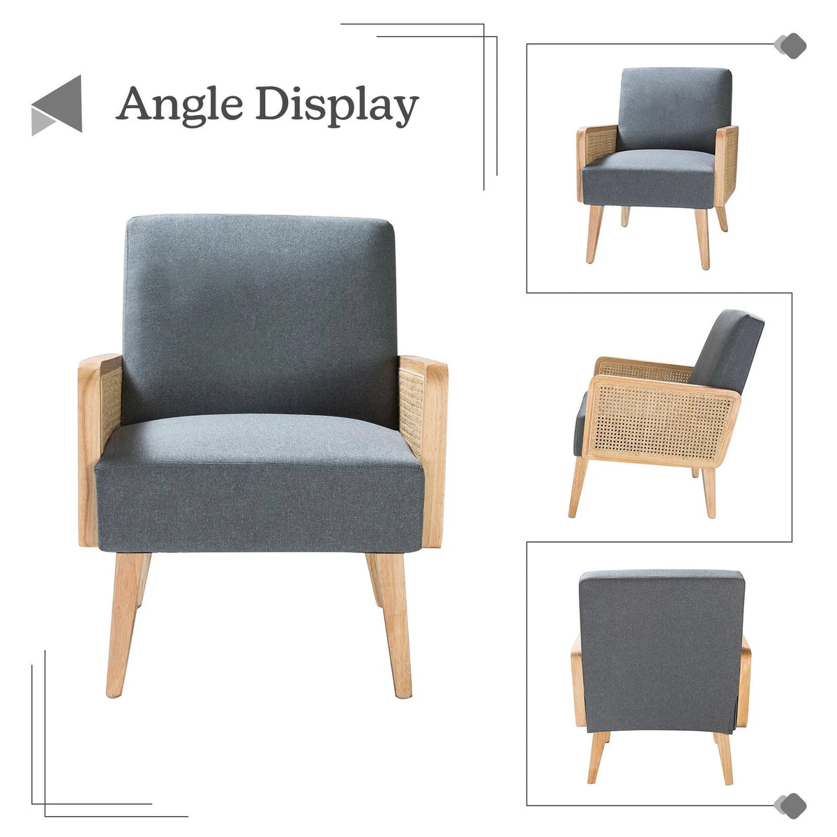 Blue Fabric Upholstered Wooden Accent Chair H57016
