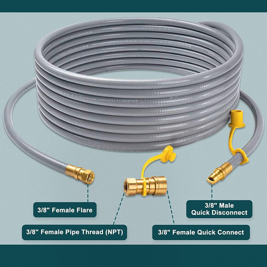 3/8-Inch Natural Gas Hose with Quick Connect Fittings, 24 Feet, Pack of 2 A273913