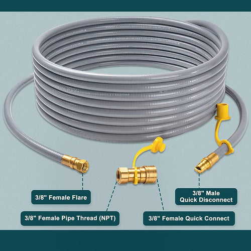 3/8-Inch Natural Gas Hose with Quick Connect Fittings, 24 Feet, Pack of 2 A273913