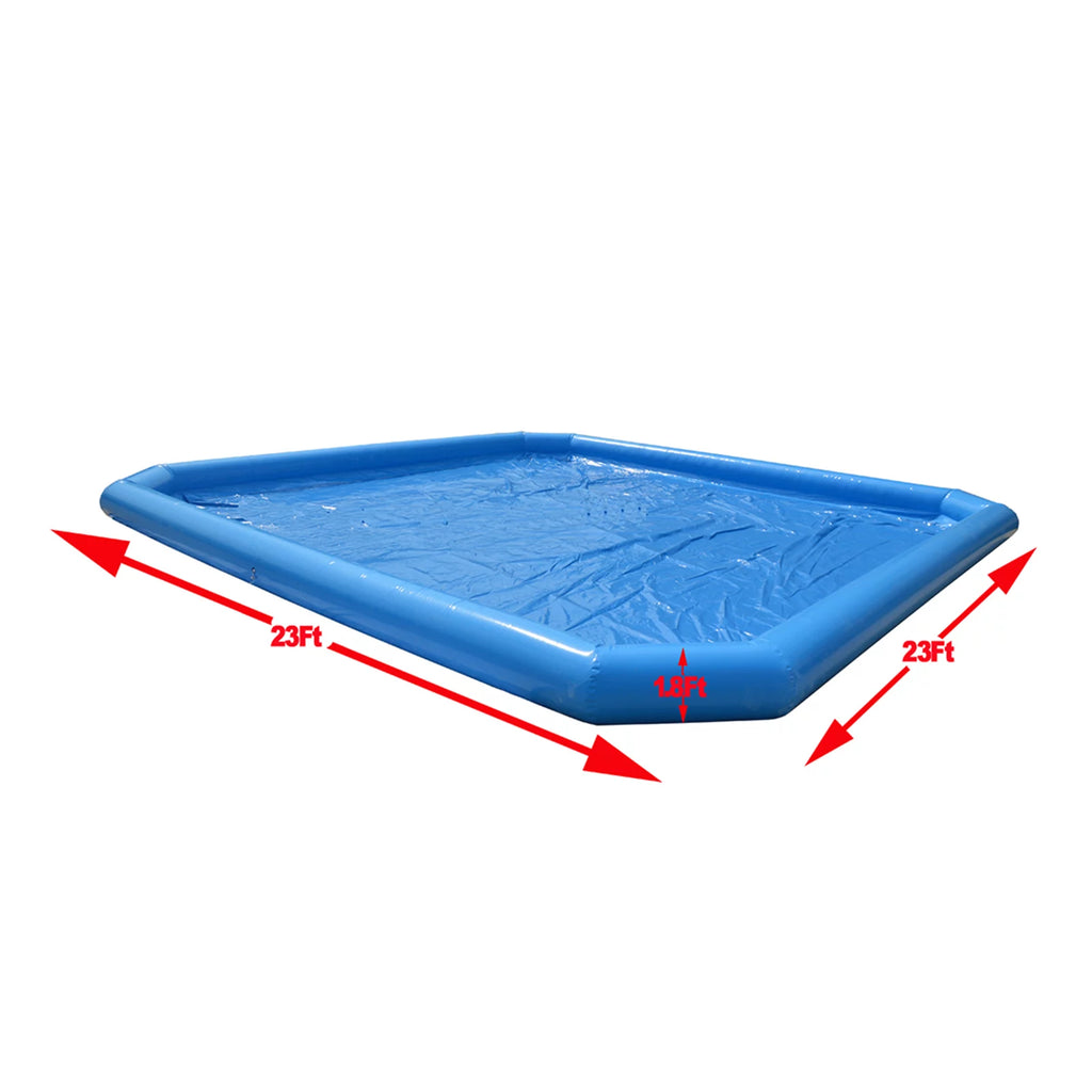 Large Inflatable PVC Square Swimming Pool 23x23x1.8ft Y123