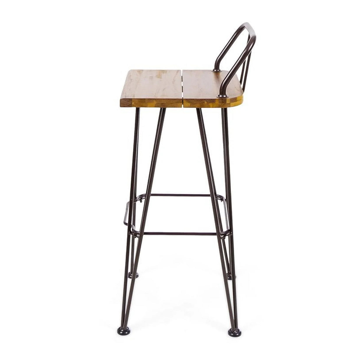 Teaked Acacia Wood Bar Set with Metal Iron Frame H38183