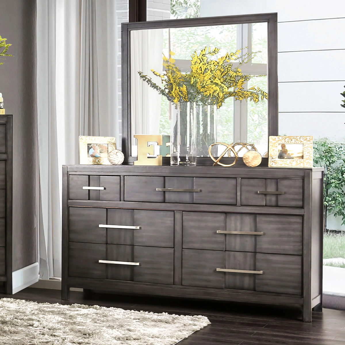 Gray 2-Piece Dresser and Mirror Set D504238