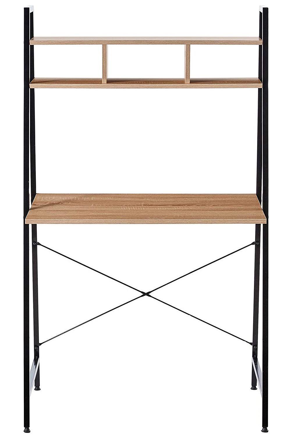 Black Steel Frame Desk with Bookcase V14822