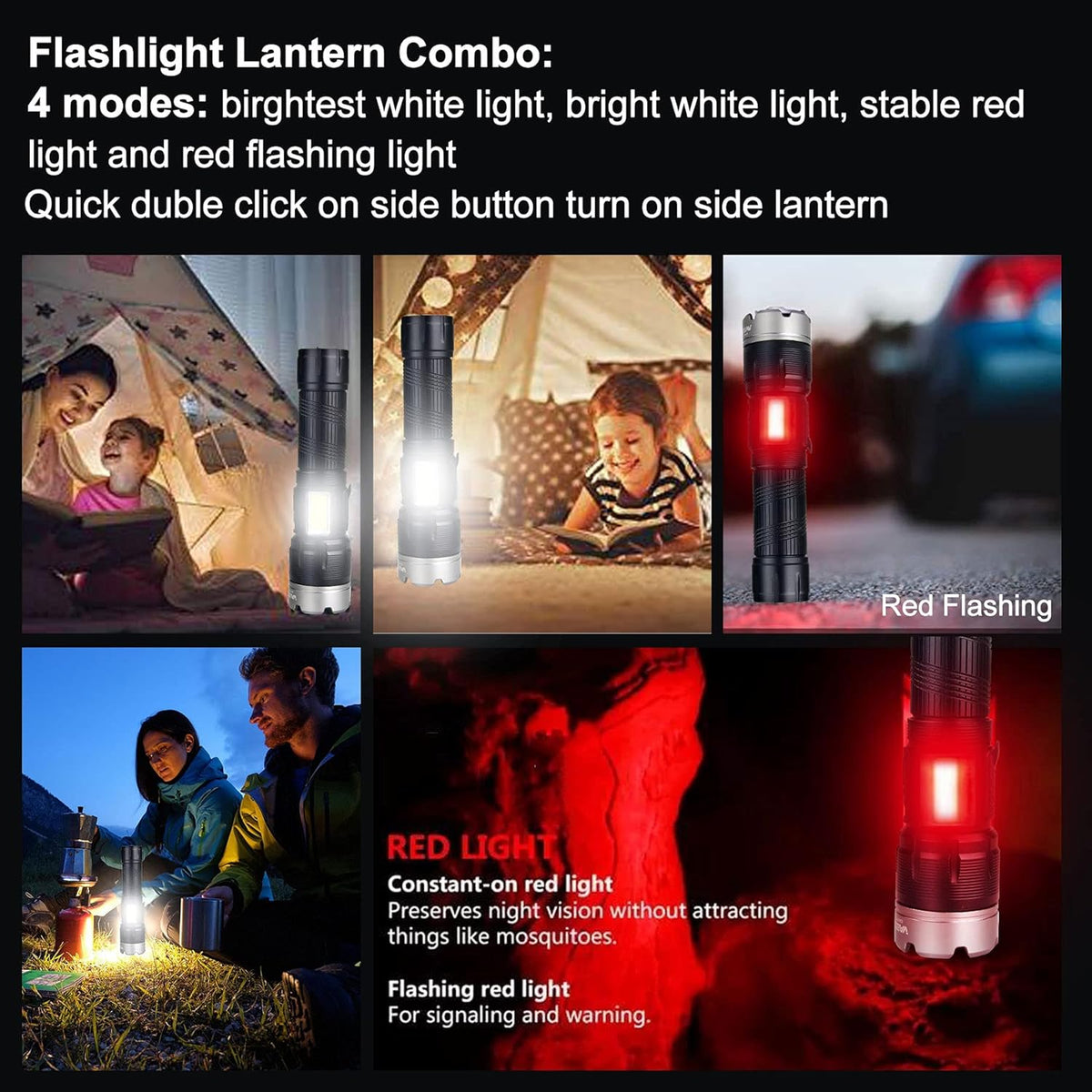 Brightest Rechargeable Zoom Flashlight Lantern Combo F3365