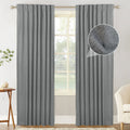 Blackout Curtains 2 Panels Set Linen Textured Dark Gray W50"x L72" A3993