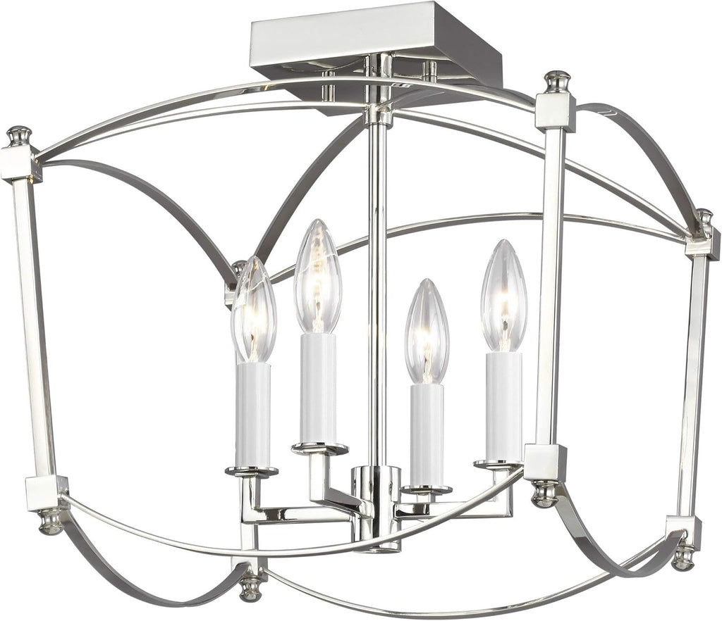 4-Light Semi Flush Ceiling Lighting, Smith Steel M67016