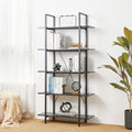 Black Wood/Metal 5-Tier Bookcases & Shelves Z171026