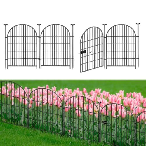 36 in x 17.5 Ft 8 Panels Arched Rustproof Metal Garden Fence O34096