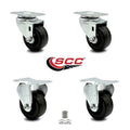 Phenolic TP Caster Set of 4 with Roller Bearing, 3x22 Wheels, 2 Swivel 2 Rigid L45857
