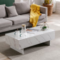 High Gloss White Marble Rectangle Coffee Table V9477