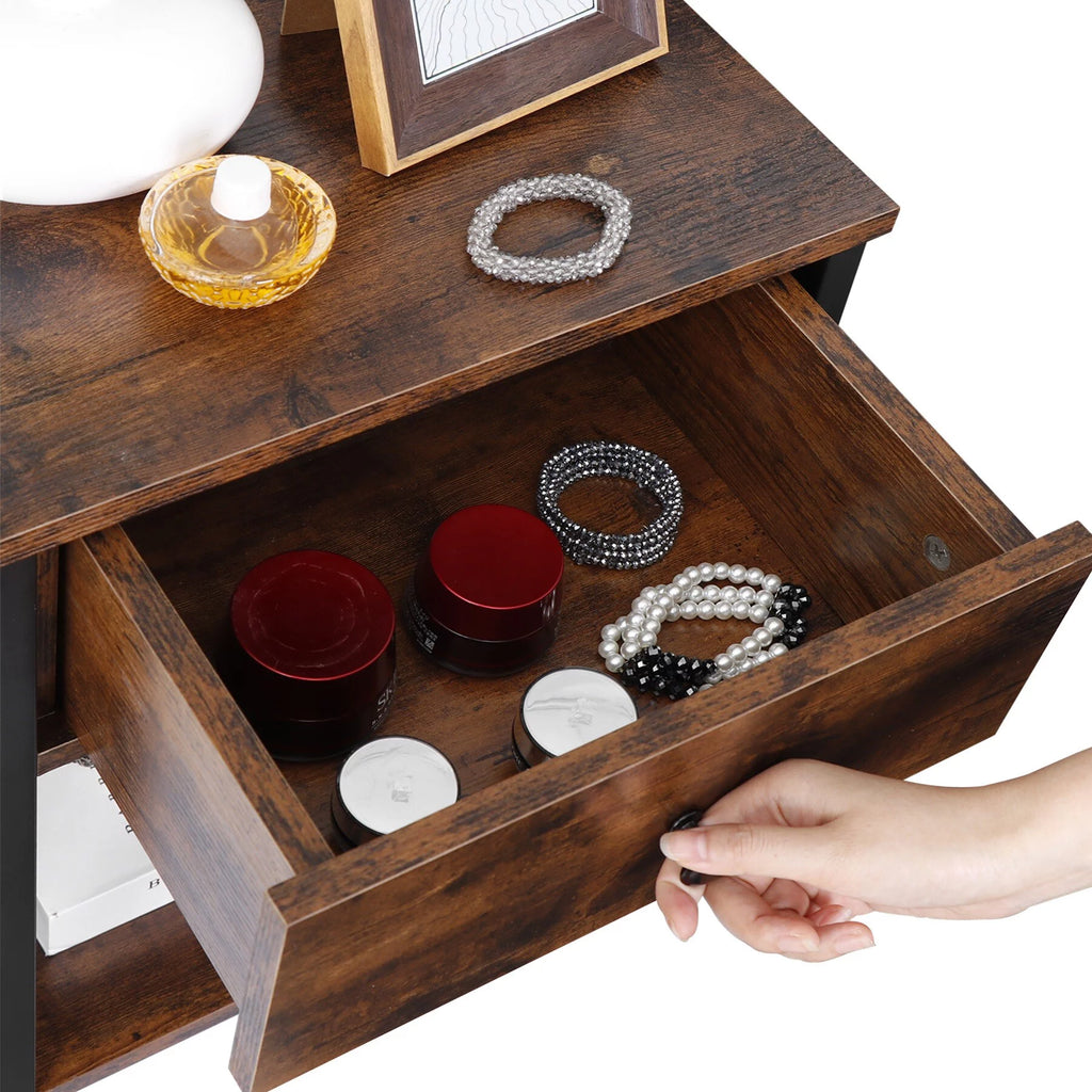 Brown Metal Frame End Table J9551