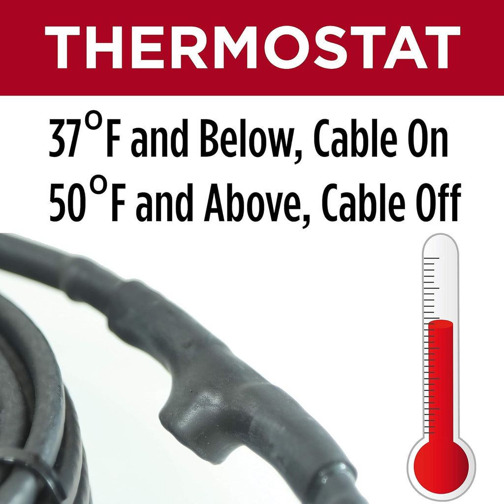 Self-Regulating Heat Cable with Built-in Thermostat 60 feet G306