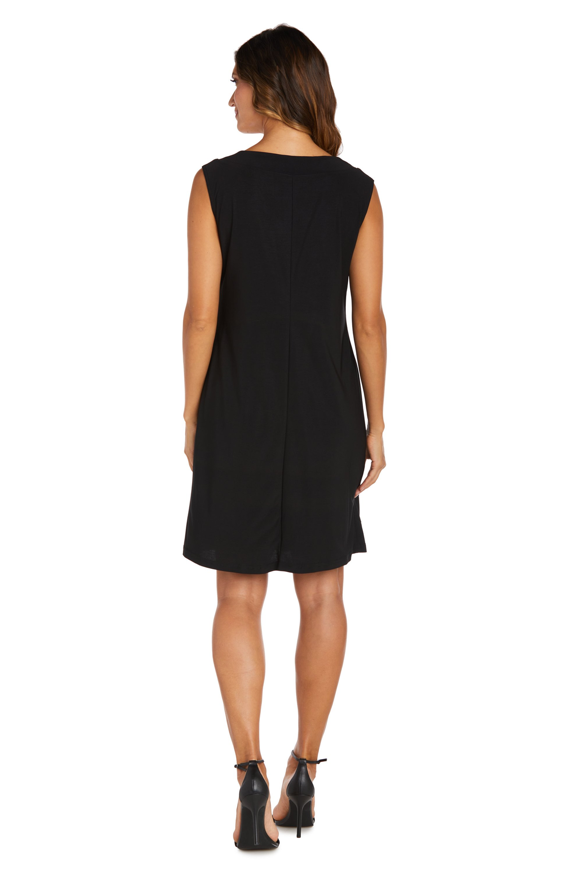 Two-Piece Dress with Beaded Neckline and Jacket with Sheer Sleeves E713