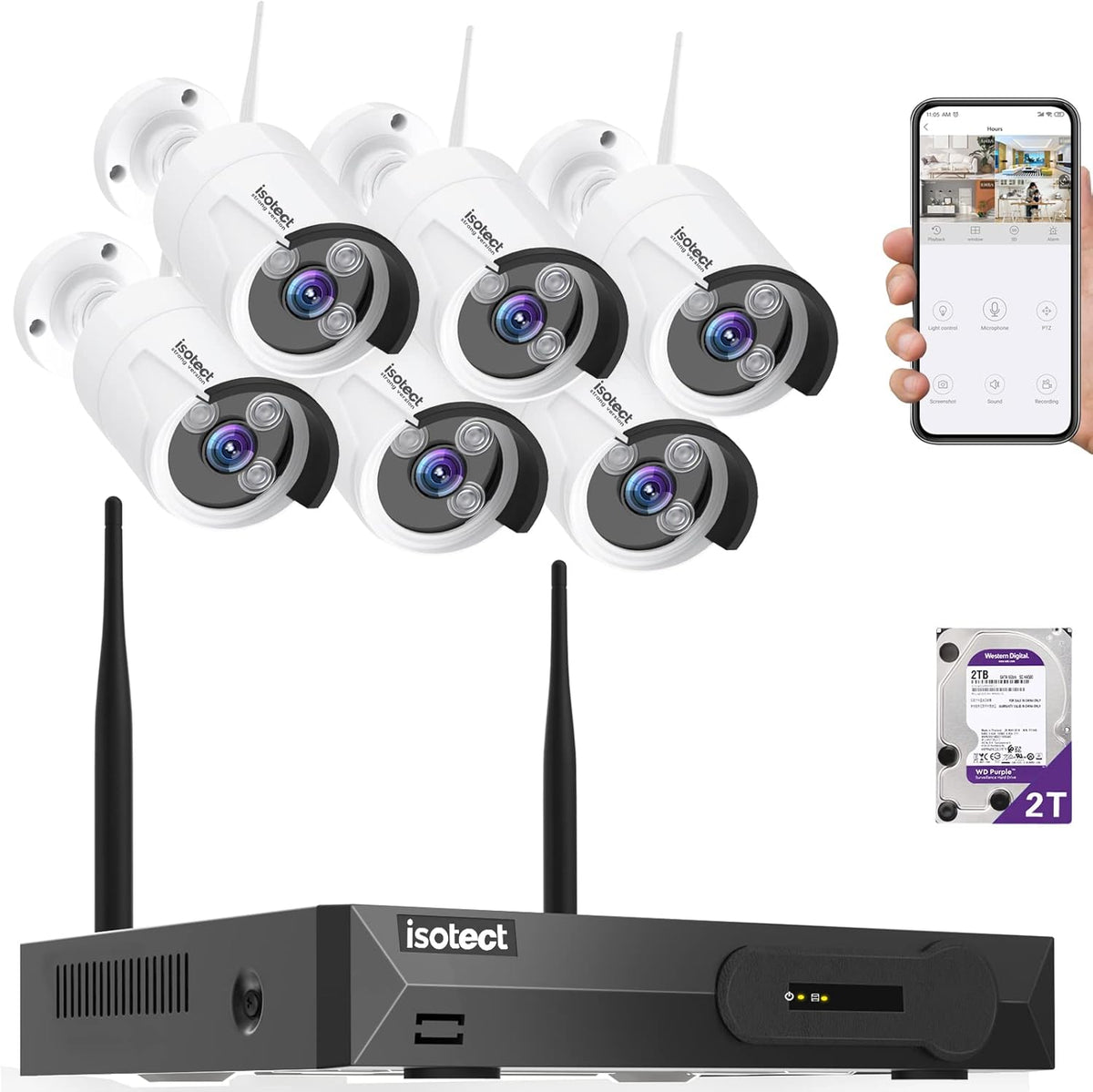 8CH Full HD 1080P Wireless Security Camera System with 6 Cameras Z7620