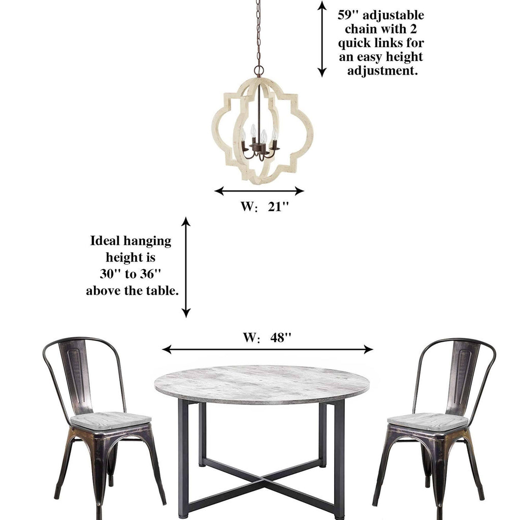 4-Light Weathered White Lantern Candle Chandelier W448168