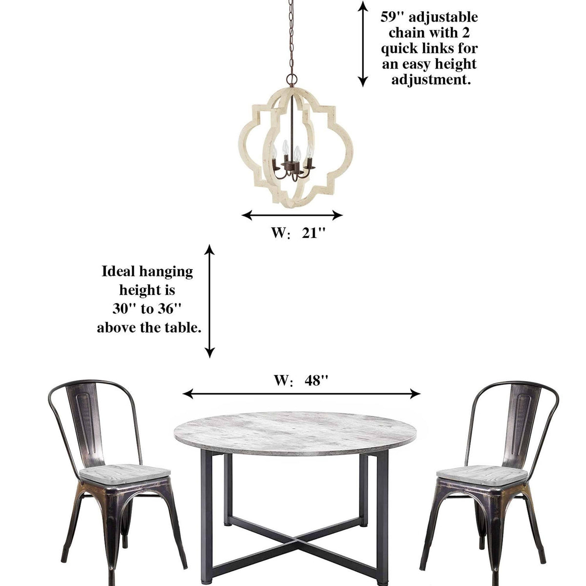 4-Light Weathered White Lantern Candle Chandelier W448168