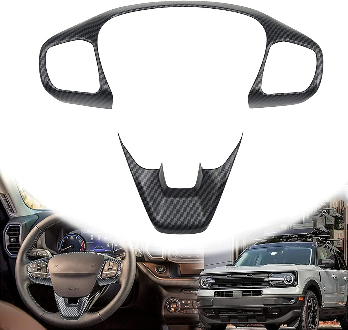Steering Wheel Panel Cover Trim Kit Carbon Fiber Style K537320