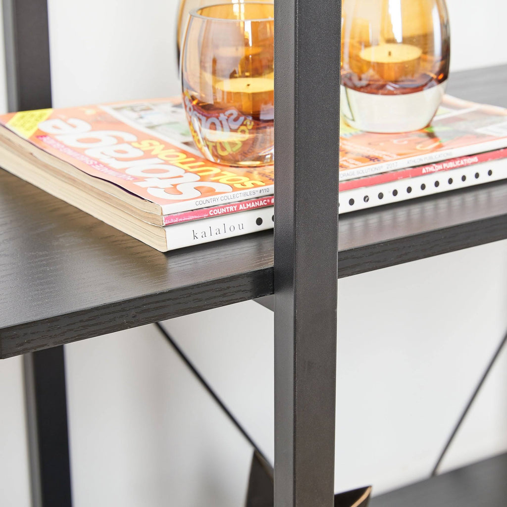 Black Wood/Metal 5-Tier Bookcases & Shelves Z171026
