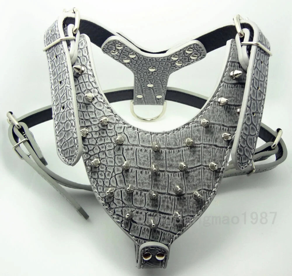 Spiked Studded Leather Dog Harness Q36108