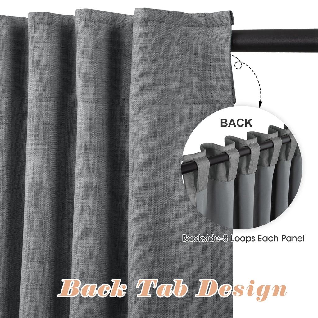 Blackout Curtains 2 Panels Set Linen Textured Dark Gray W50"x L72" A3993