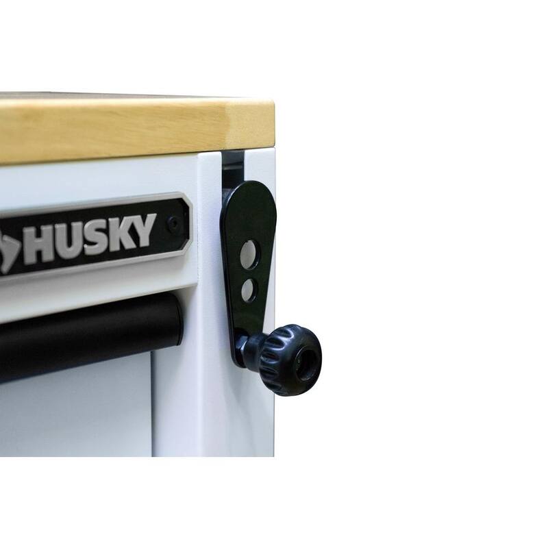 72 in. Heavy Duty Matte White Mobile Workbench Cabinet with Wood Top G229