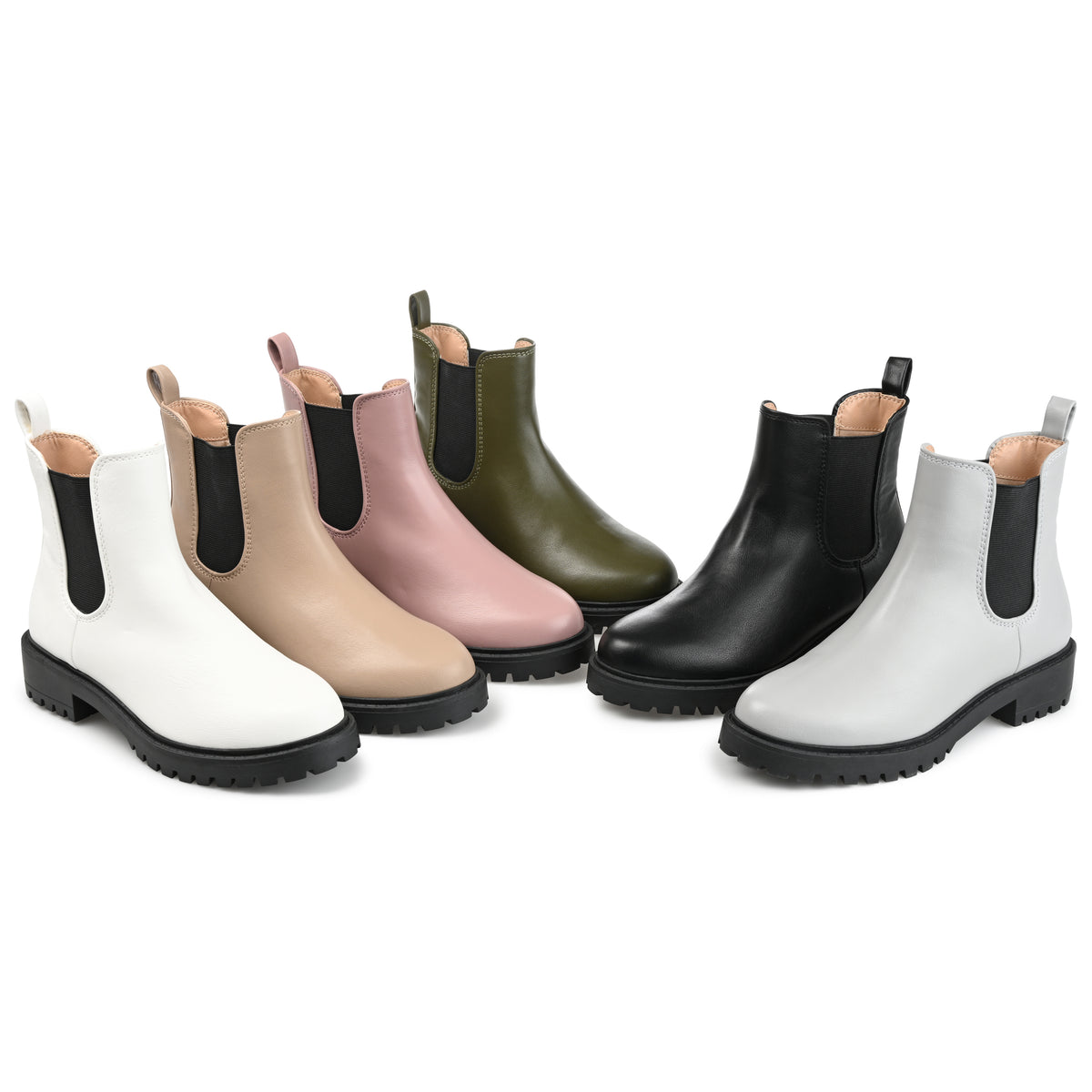 Womens Wide Width Round Toe Block Heel Chelsea Booties M95060