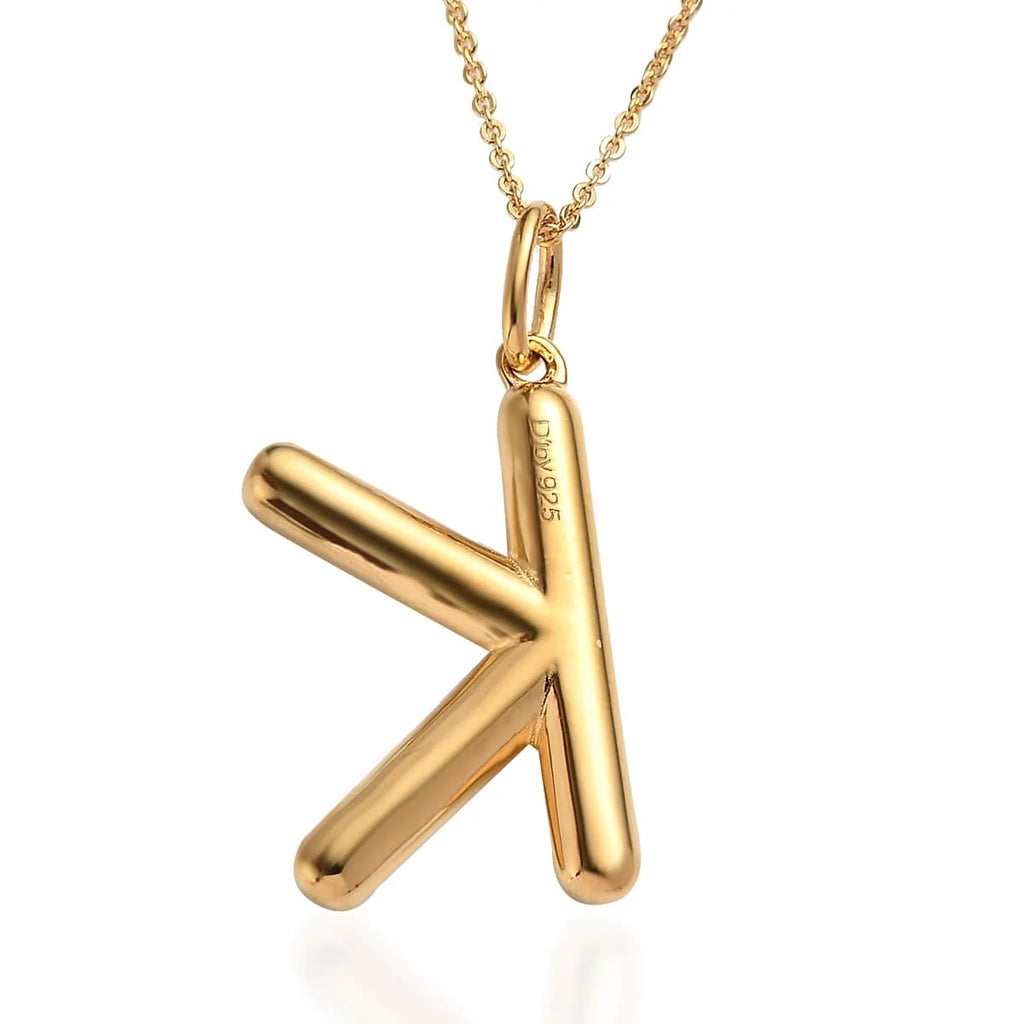925 Sterling Silver Vermeil Yellow Gold Plated Initial K Pendant Necklace 20" 7.25 Grams Z95787