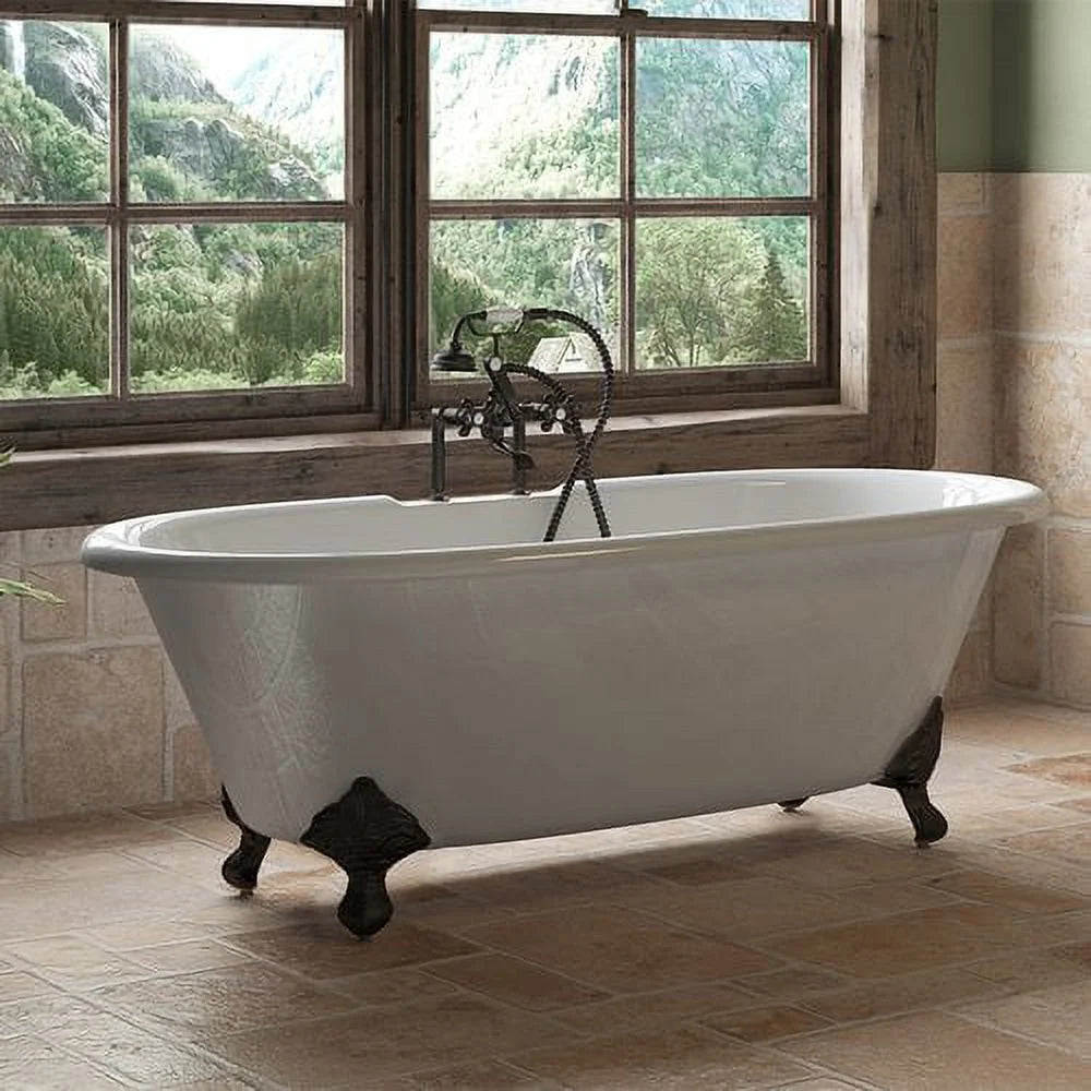 Cast Iron Double Ended Clawfoot Tub with Oil Rubbed Bronze Feet J352522