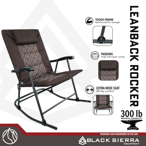 Black XL Oversize Padded Folding Rocking Camping Chair Z903