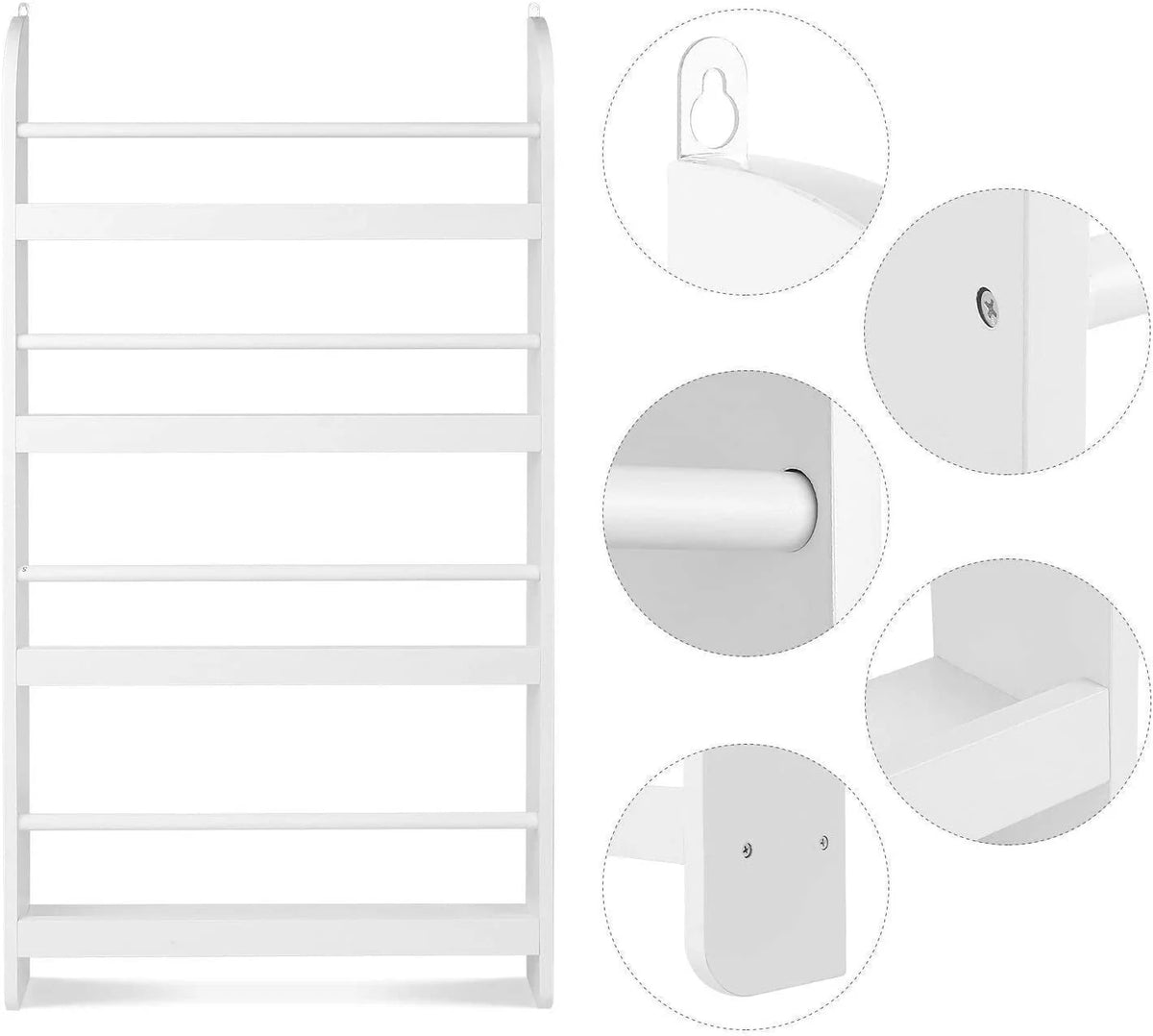 4-Tier White Wall Mounted Bookshelf Storage Rack P8893