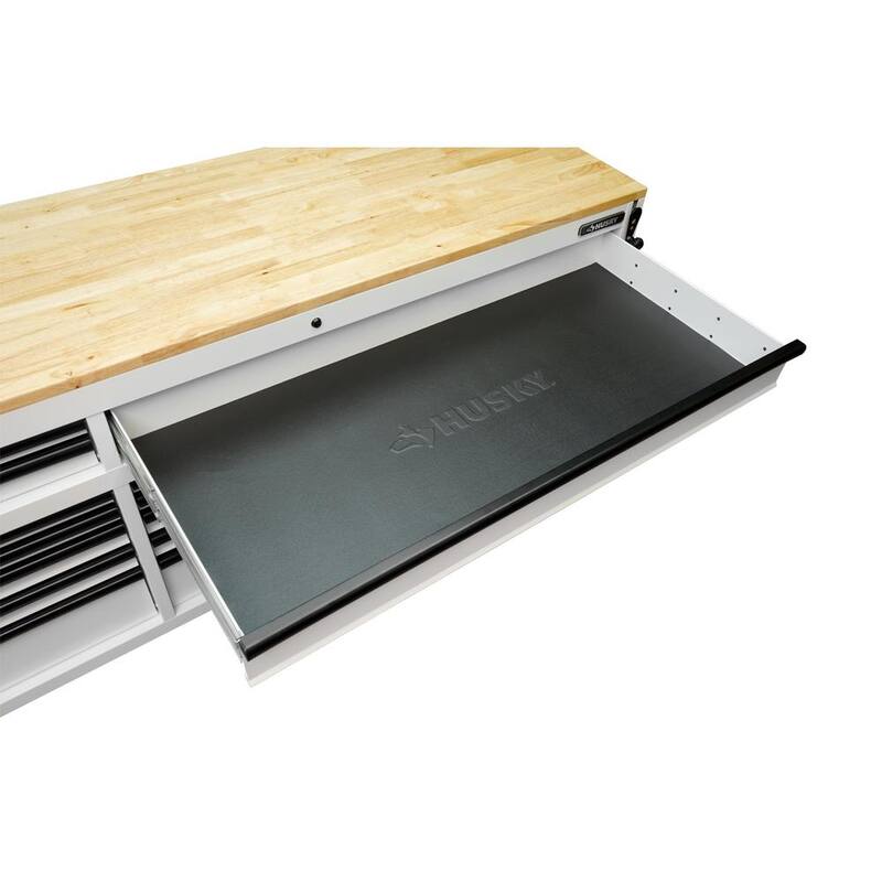 72 in. Heavy Duty Matte White Mobile Workbench Cabinet with Wood Top G229