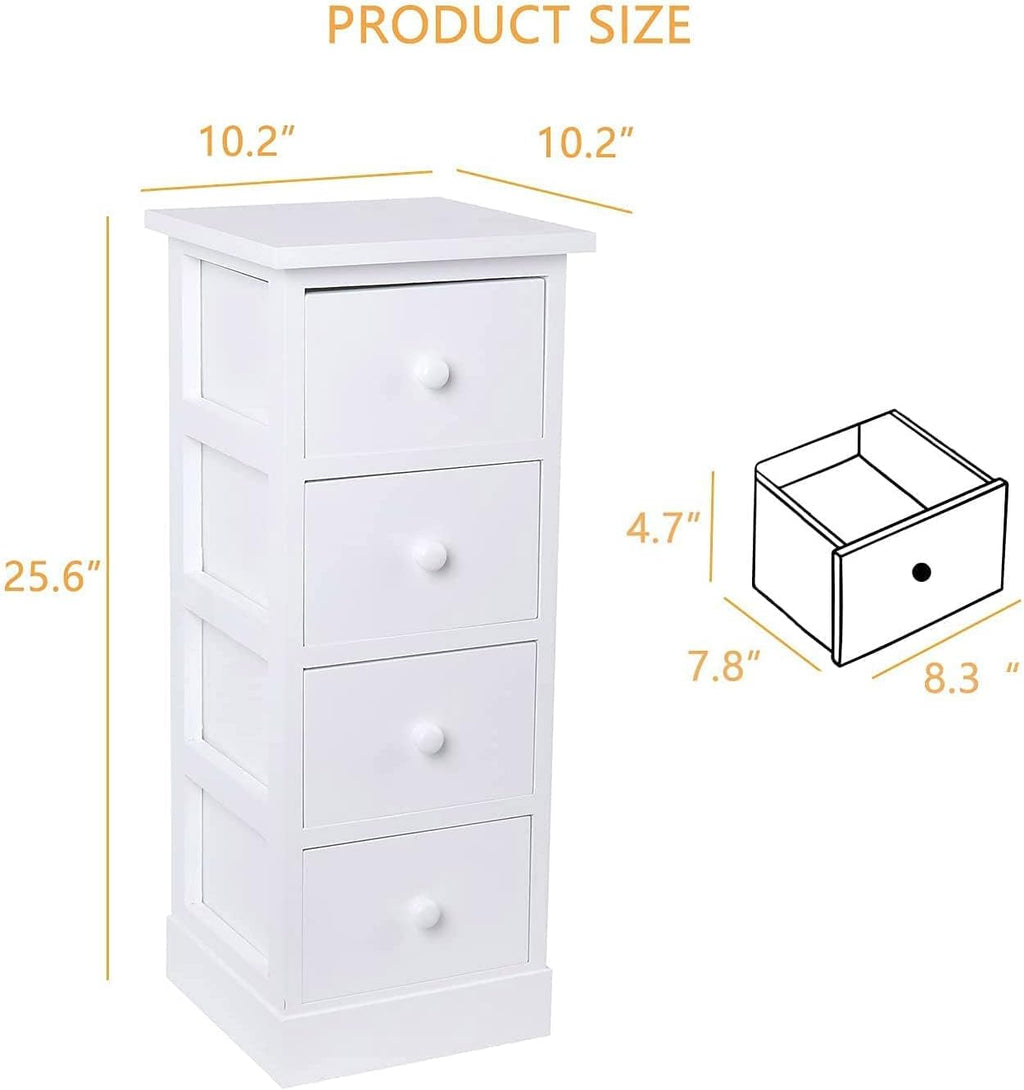 White 4 Drawer Wooden Bathroom Storage Cabinet X126962