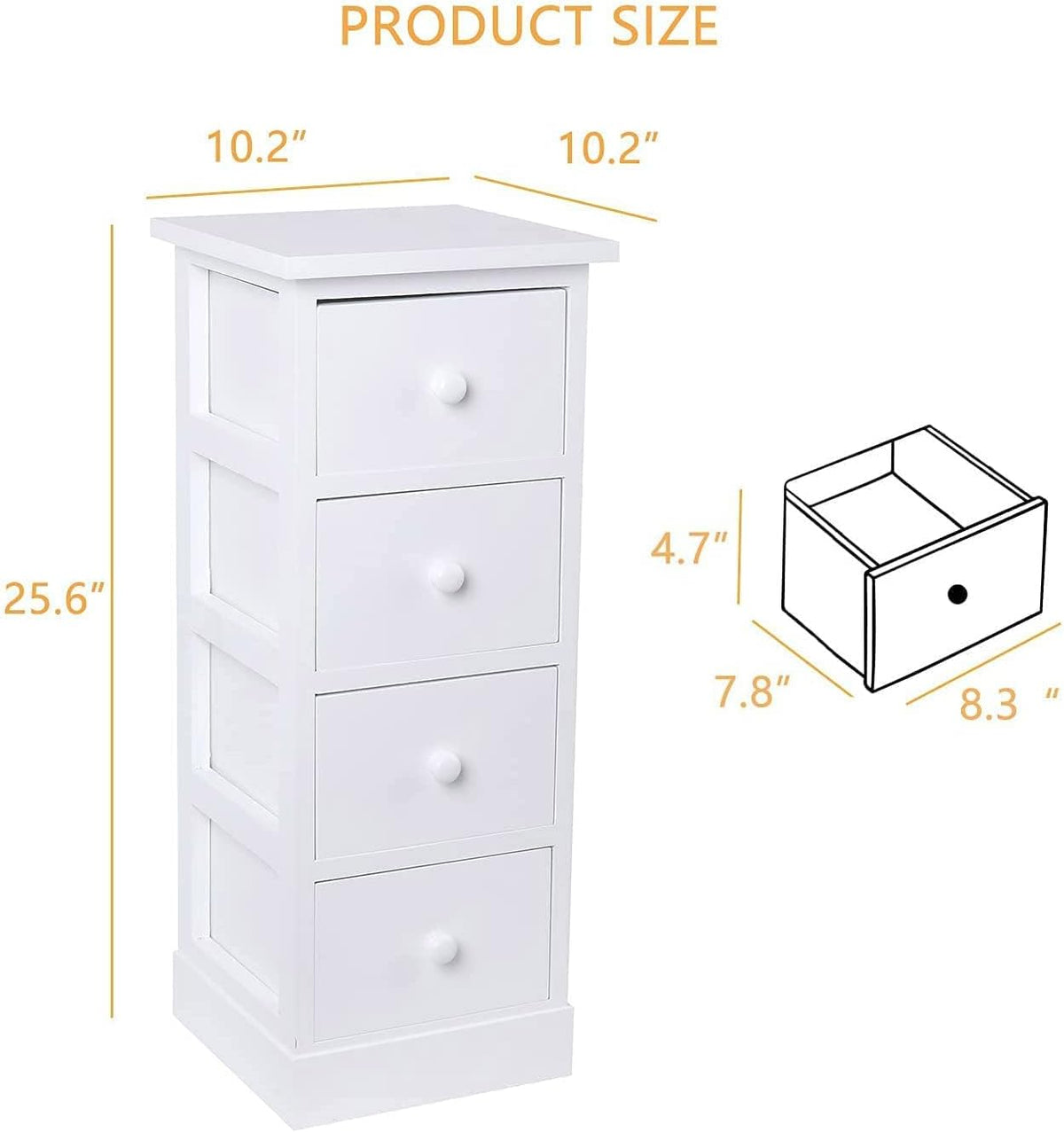 White 4 Drawer Wooden Bathroom Storage Cabinet X126962