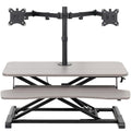 White 32 inch Height Adjustable Standing Desk Converter with Dual Monitor Stand B243