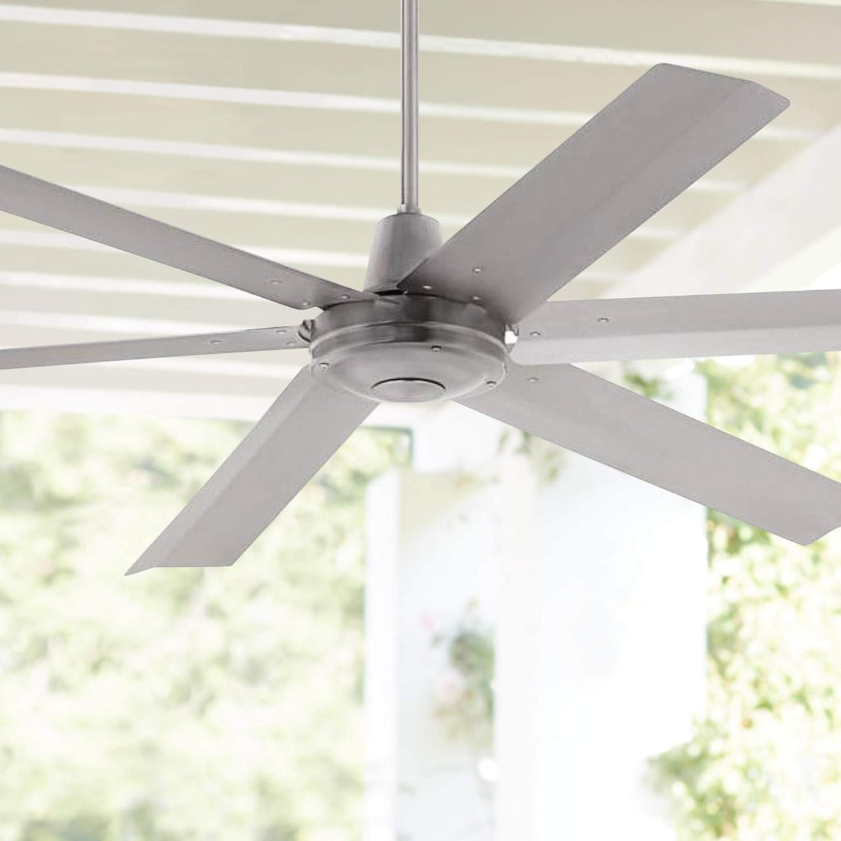 60 Turbina Max DC Modern Industrial Rustic Indoor Outdoor Ceiling Fan with Remote Control Brushed Nickel Silver Metal 5 Blades Damp Rated for Patio Exterior House Porch Garage Barn - Casa Vieja

60 DC Indoor Outdoor Ceiling Fan with Remote Control  Q32152