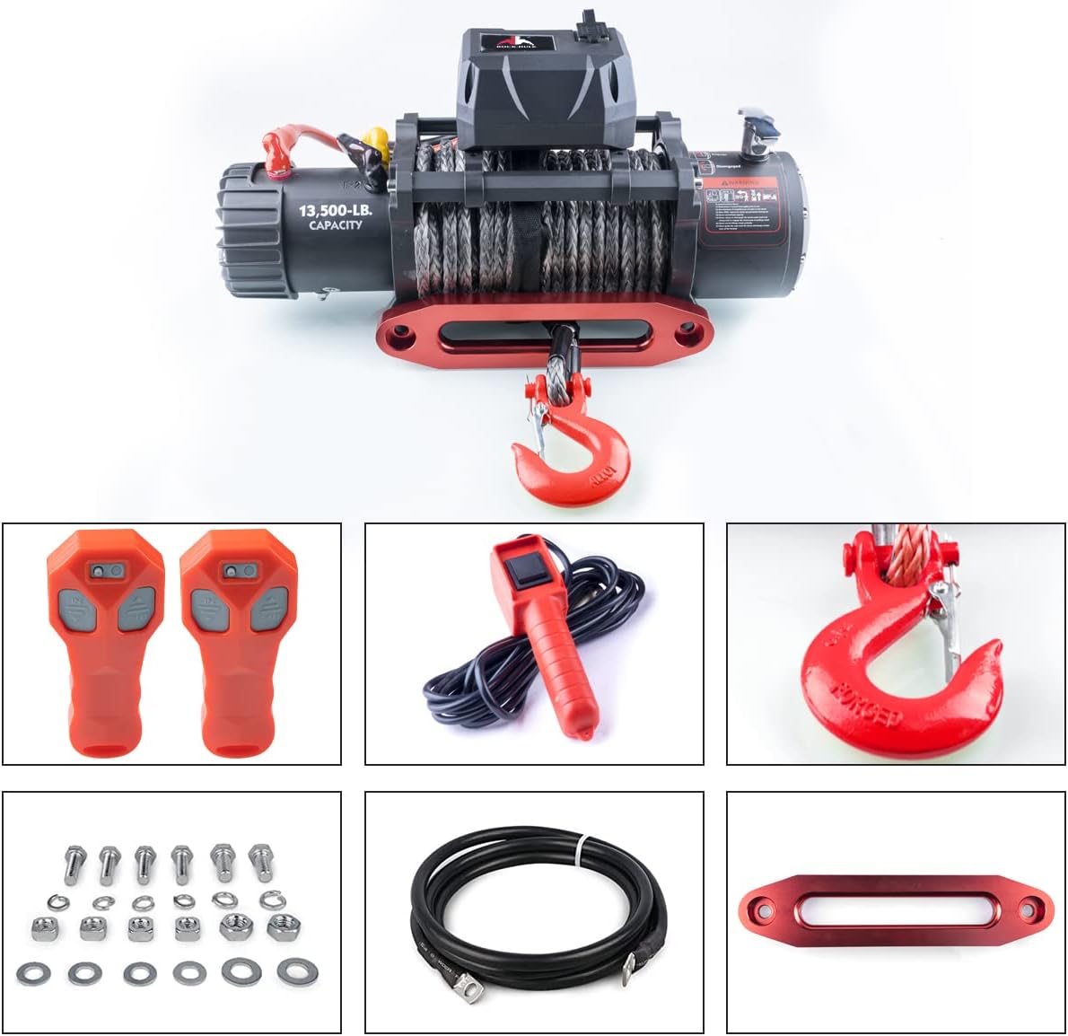13500 lb Waterproof Synthetic Rope Electric Winch Kit T272