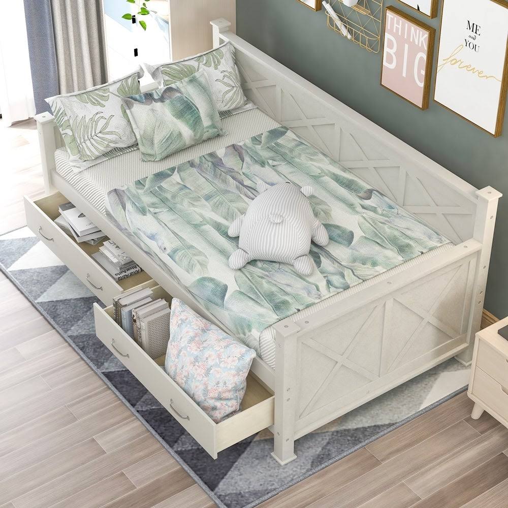 White Twin Size Daybed with 2 Drawers P142