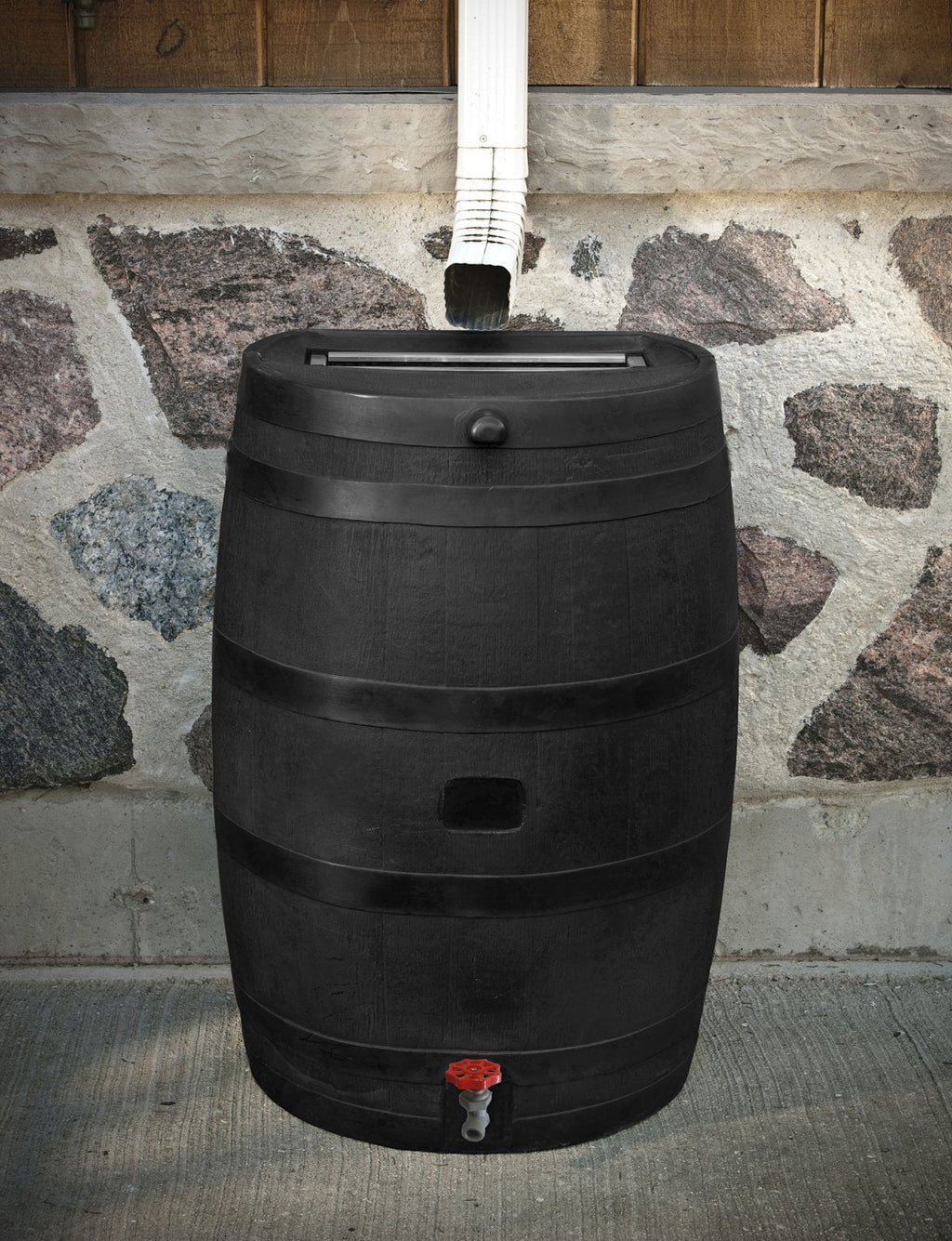 Black 50 Gallon Polyethylene Rain Barrel L417705