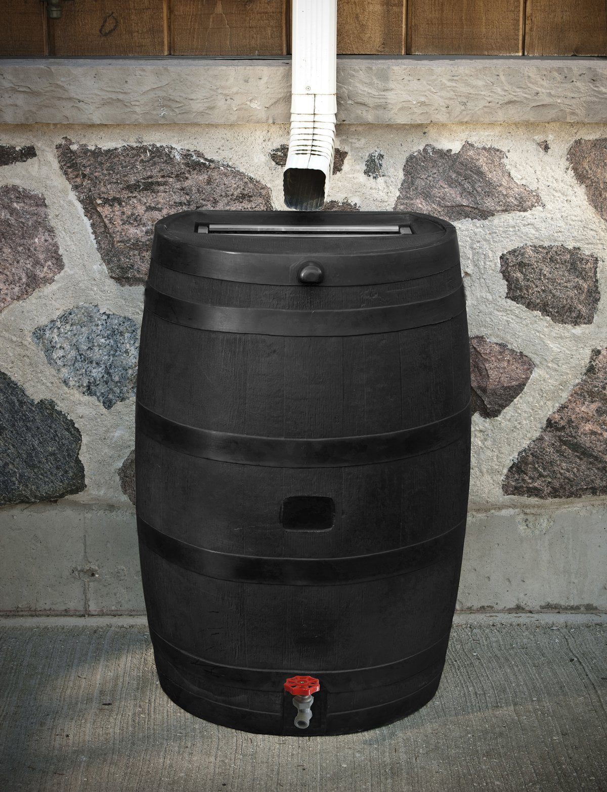 Black 50 Gallon Polyethylene Rain Barrel L417705
