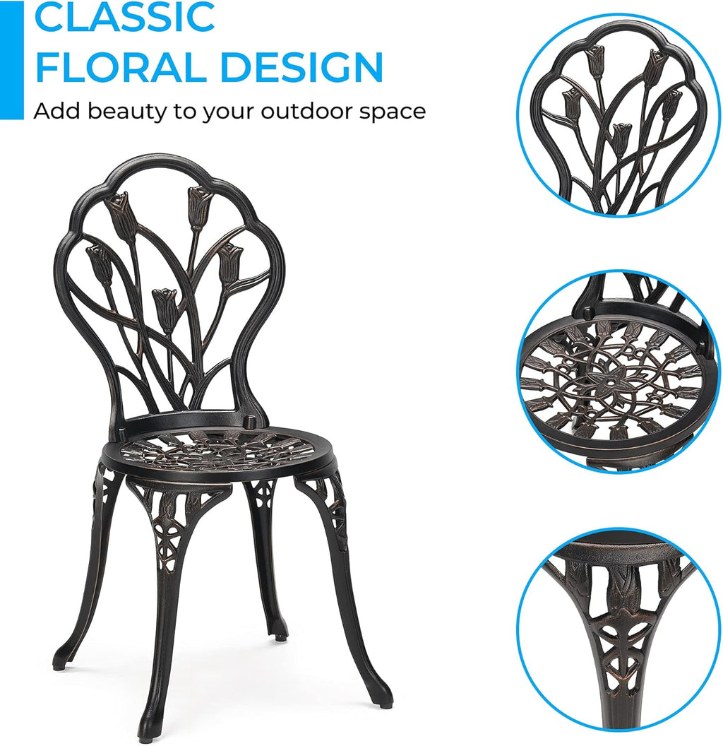 3-Piece Cast Aluminum Patio Bistro Set with Rust-Resistant Table and 2 Chairs K537045