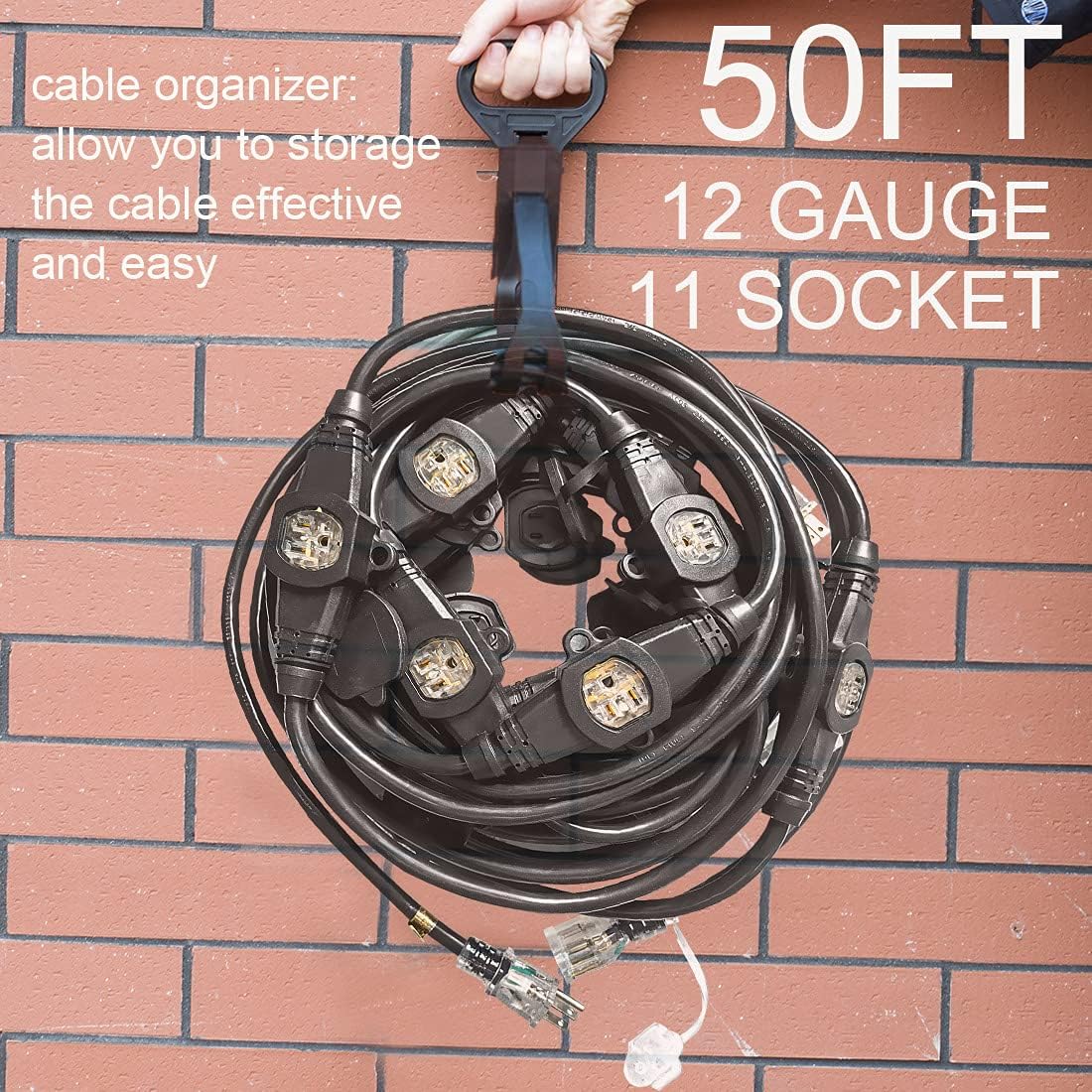 50FT 12 Gauge Indoor/Outdoor Power Extension Cord with Eleven Outlet U7911
