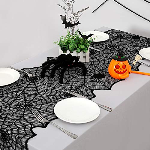 Black Lace Spider Web Table Runners 10 Packs 18x72inch M9833