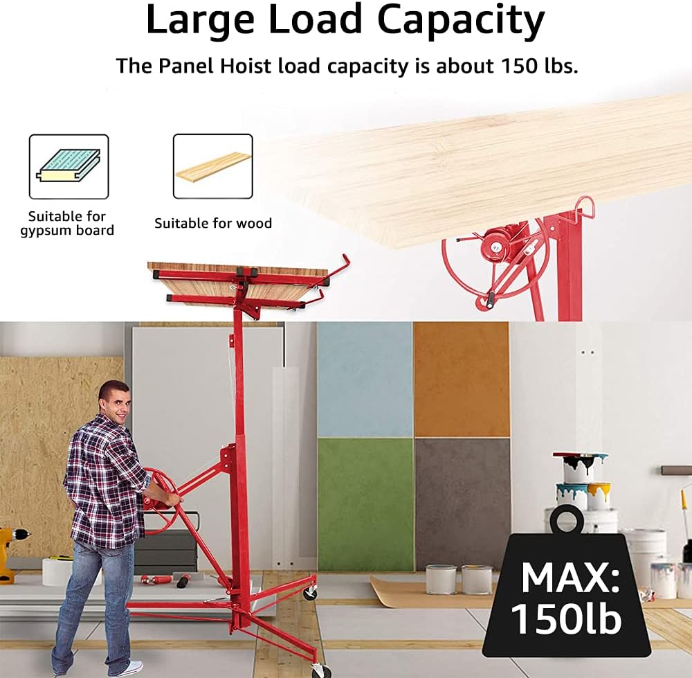Drywall Lift Panel Hoist with Adjustable Telescopic Arm, 150 lbs N962
