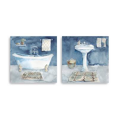 Set of 2 Watercolor Canvas Art Prints D66989