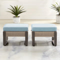 2-Piece PE Rattan Ottomans with Removable Cushions F846176