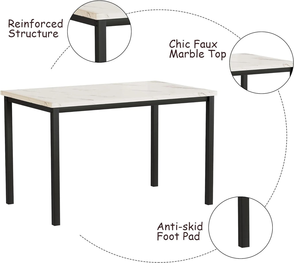 Dining Table Set for 4 with 4 PU Leather Chairs C16955