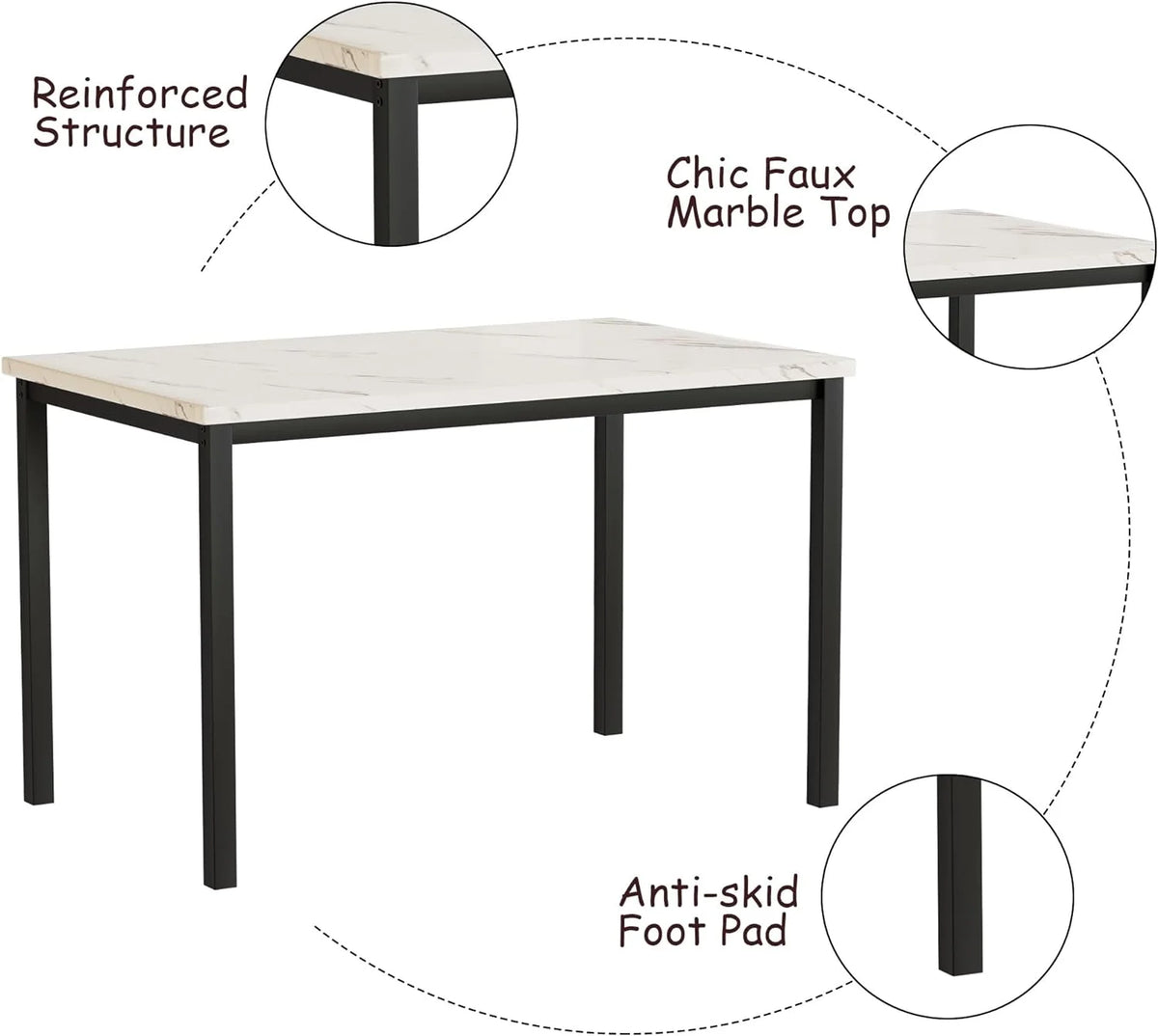 Dining Table Set for 4 with 4 PU Leather Chairs C16955