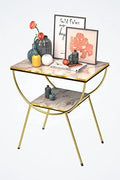 White Marble Nightstand with Gold Metal Legs Y897