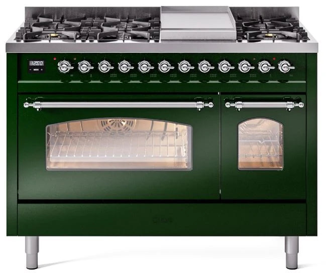 48 Dual Fuel Natural Gas Range Emerald Green Chrome Trim O25406