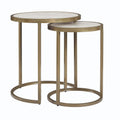 2 Piece Marble Top Nesting End Table Set D754